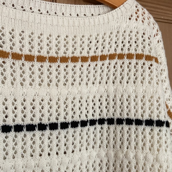 White Gold Black Striped Fall Boutique Sweater NWOT L - Picture 2 of 4